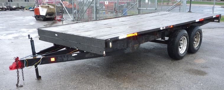 image for item 4259 16' x 7'7" shop built double axle trailer