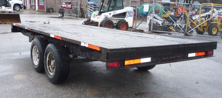 image for item 4259 16' x 7'7" shop built double axle trailer