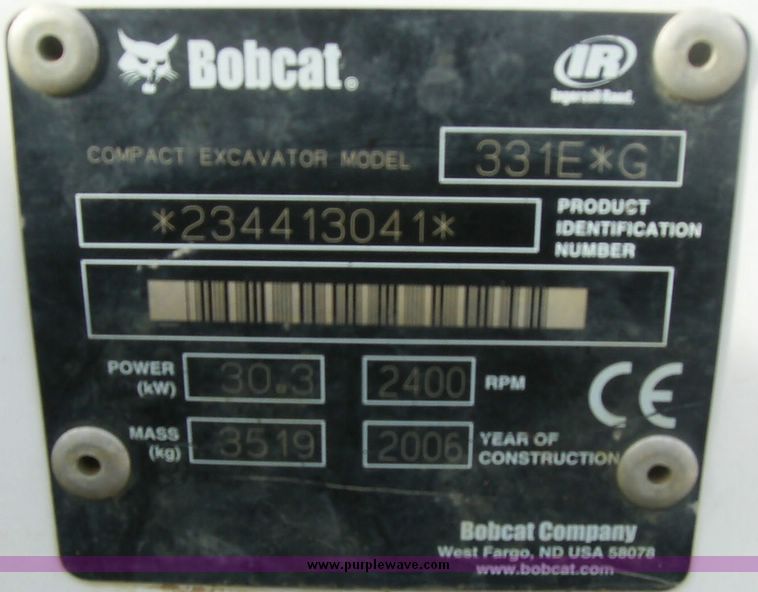image for item 6604 2006 Bobcat 331E compact track excavator