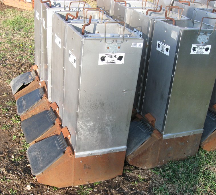 5 Pride Of Farm Stainless Steel Single Hog Feeders Item