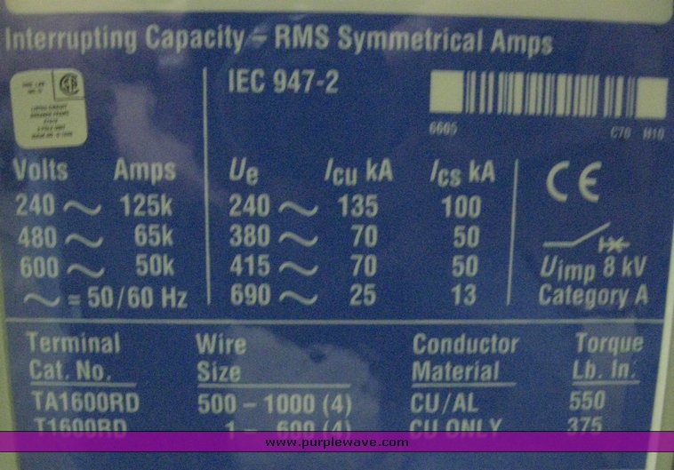 image for item 3909 Cutler-Hammer Pow-R-Line switch board