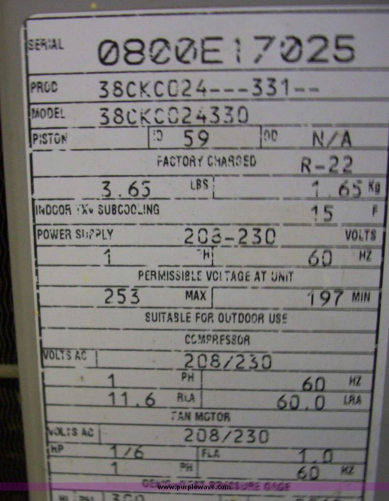 image for item 5099 Carrier two ton air conditioner condenser