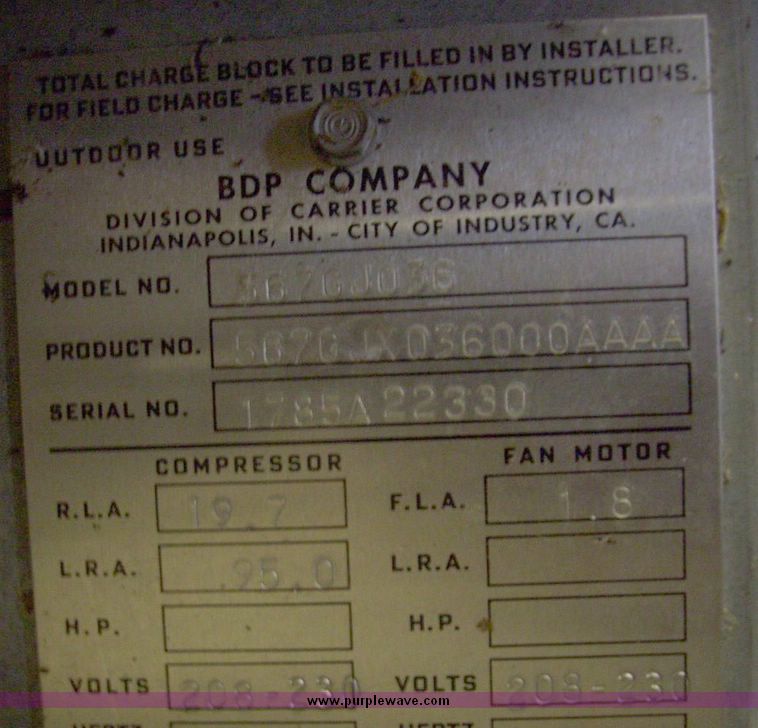 image for item 5101 Bryant three ton air conditioner condenser