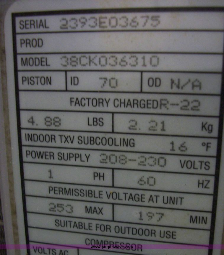 image for item 5103 Carrier three ton air conditioner condenser