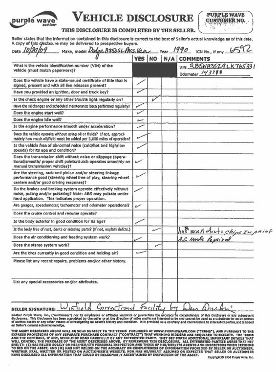 image for item 6592 1990 Dodge Ram B350 van