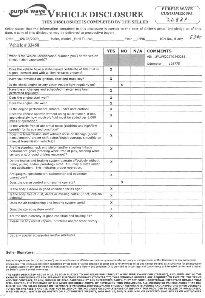 image for item 8380 1996 Ford Taurus