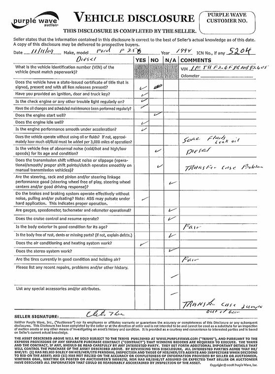 image for item 5204 1994 Ford F-250 pickup