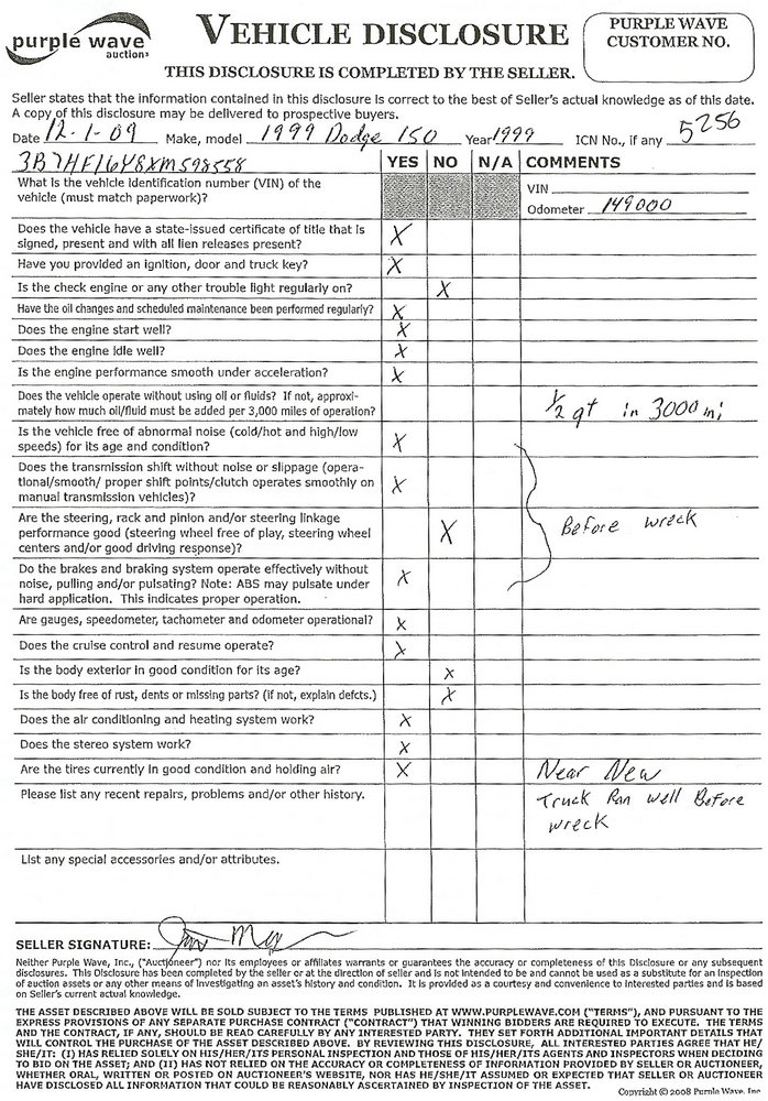 image for item 5256 1999 1999 Dodge Ram 1500 pickup