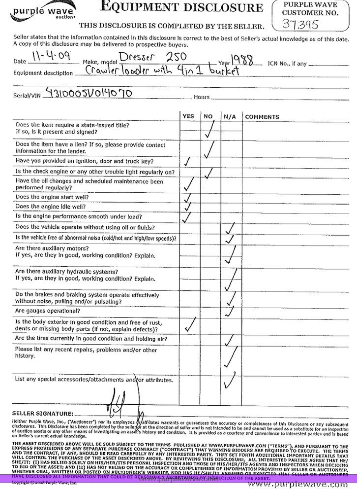 image for item 5000 1988 International Dresser 250E crawler loader
