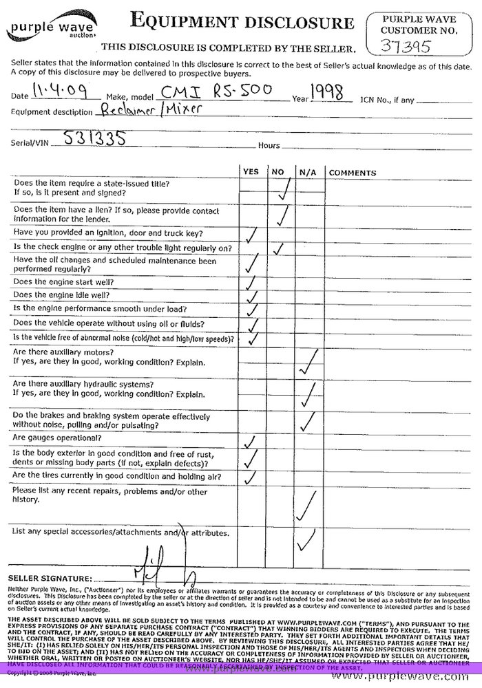 image for item 5005 1998 Terex RS-500 reclaimer mixer