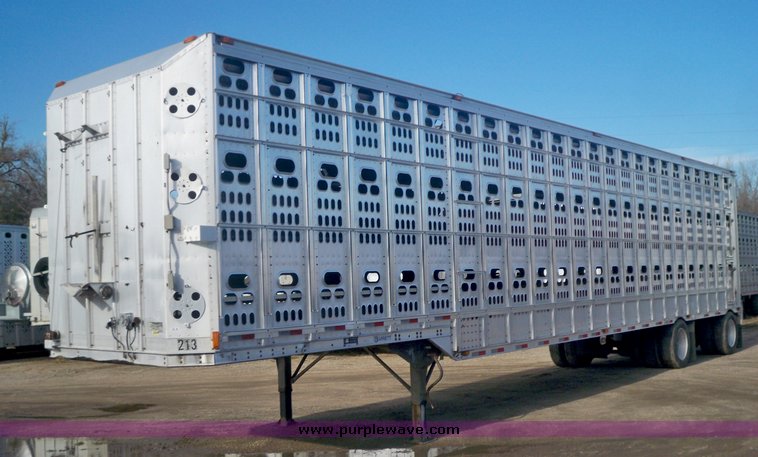 image for item 5196 1997 Barrett aluminum three deck hog semi trailer