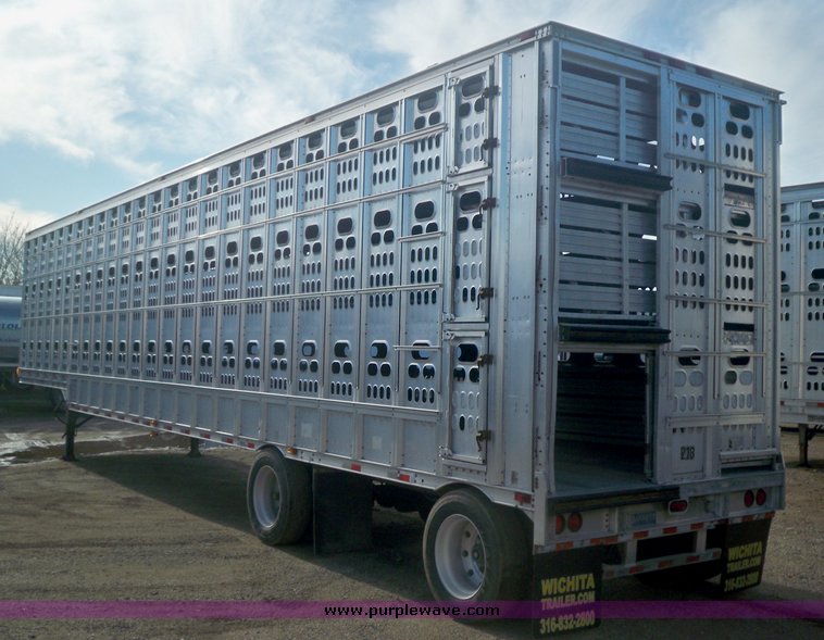 image for item 5196 1997 Barrett aluminum three deck hog semi trailer