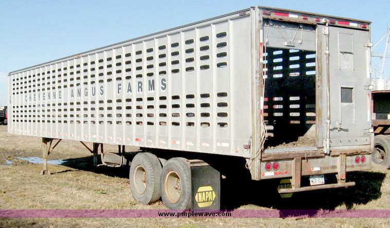 image for item 6421 1971 Hobbs 45' straight deck aluminum livestock trailer