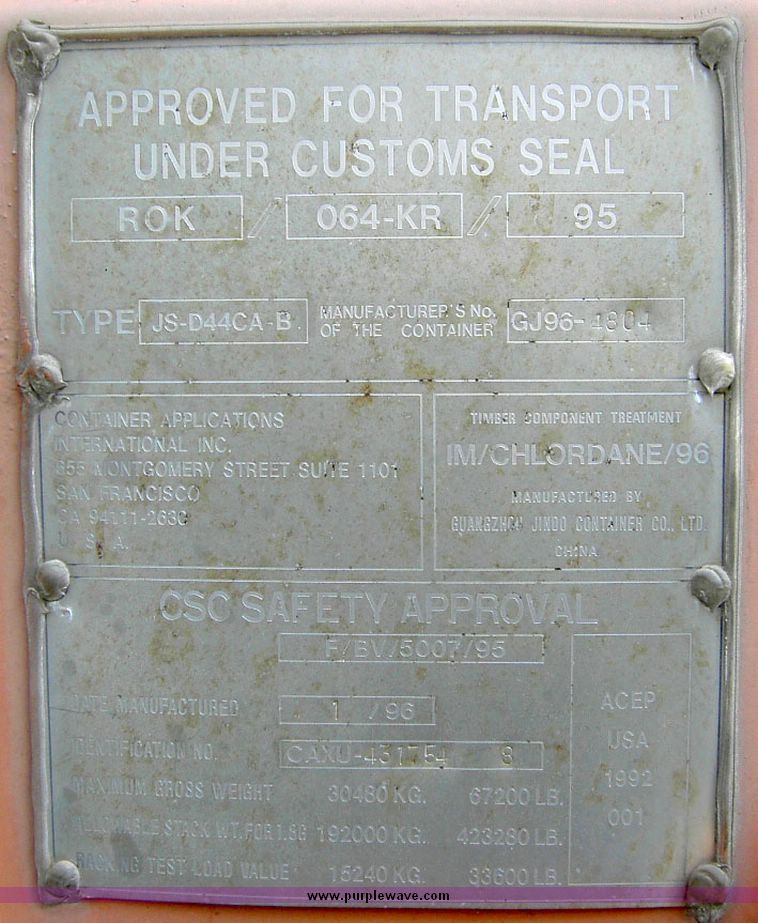 image for item 4244 1996 40' storage container