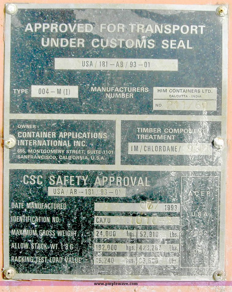 image for item 4245 1993 20' storage container