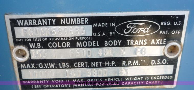 image for item 5074 1965 Ford F-600 truck