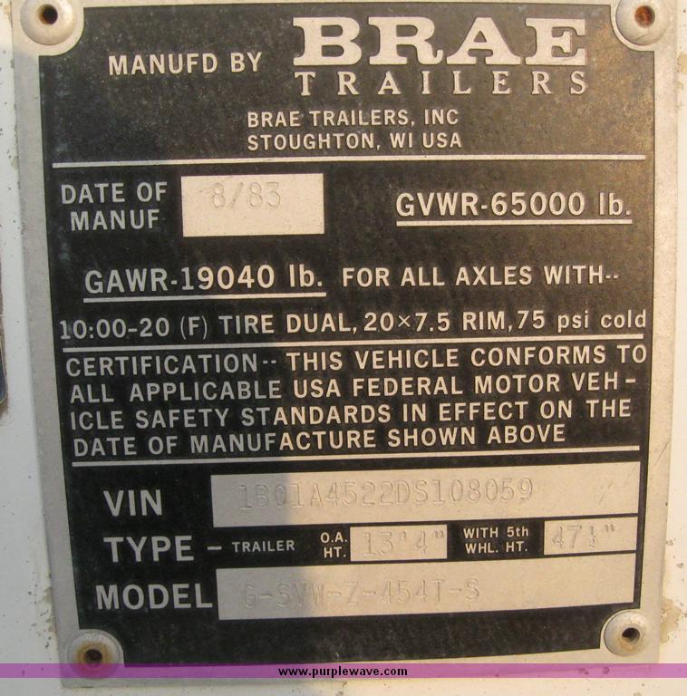 image for item 6567 1983 Brae 45' dry van trailer