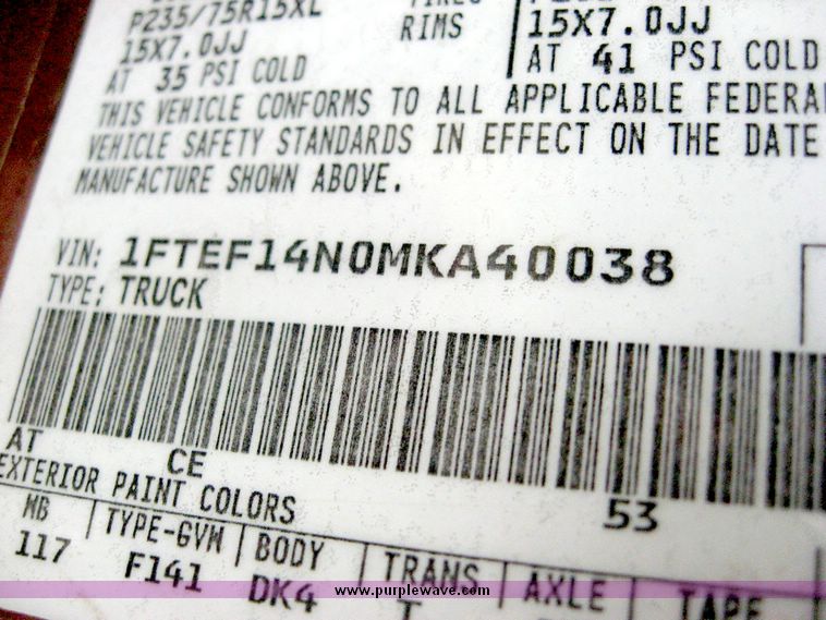 image for item 6607 1991 Ford F150 pickup truck