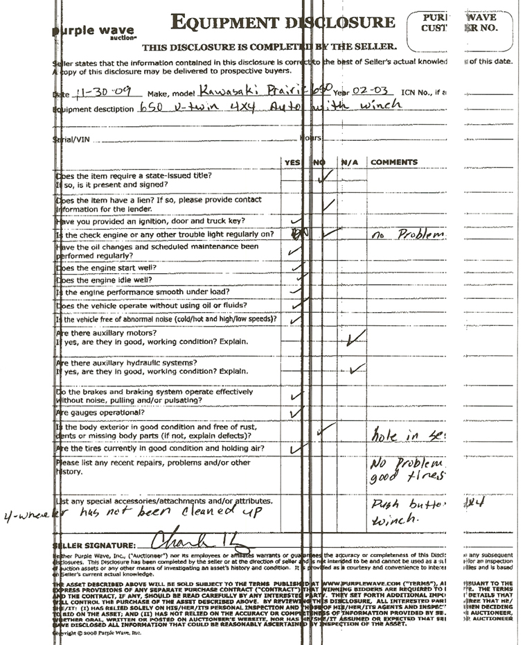 image for item 1025 Kawasaki Prairie 650 ATV
