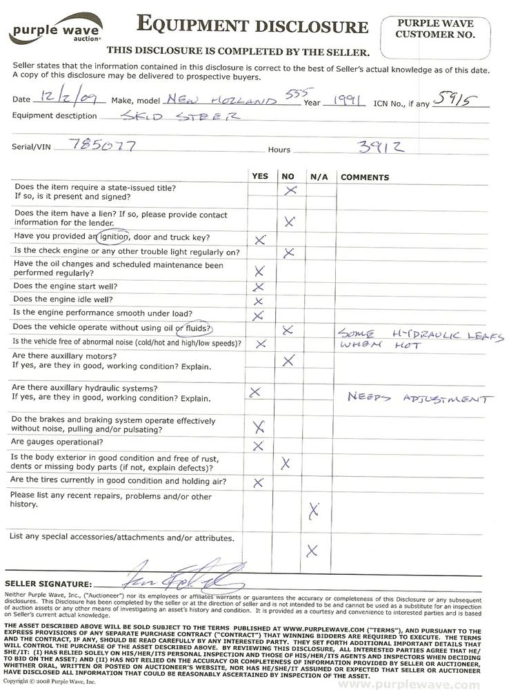 image for item 5915 1991 New Holland L555 skid steer