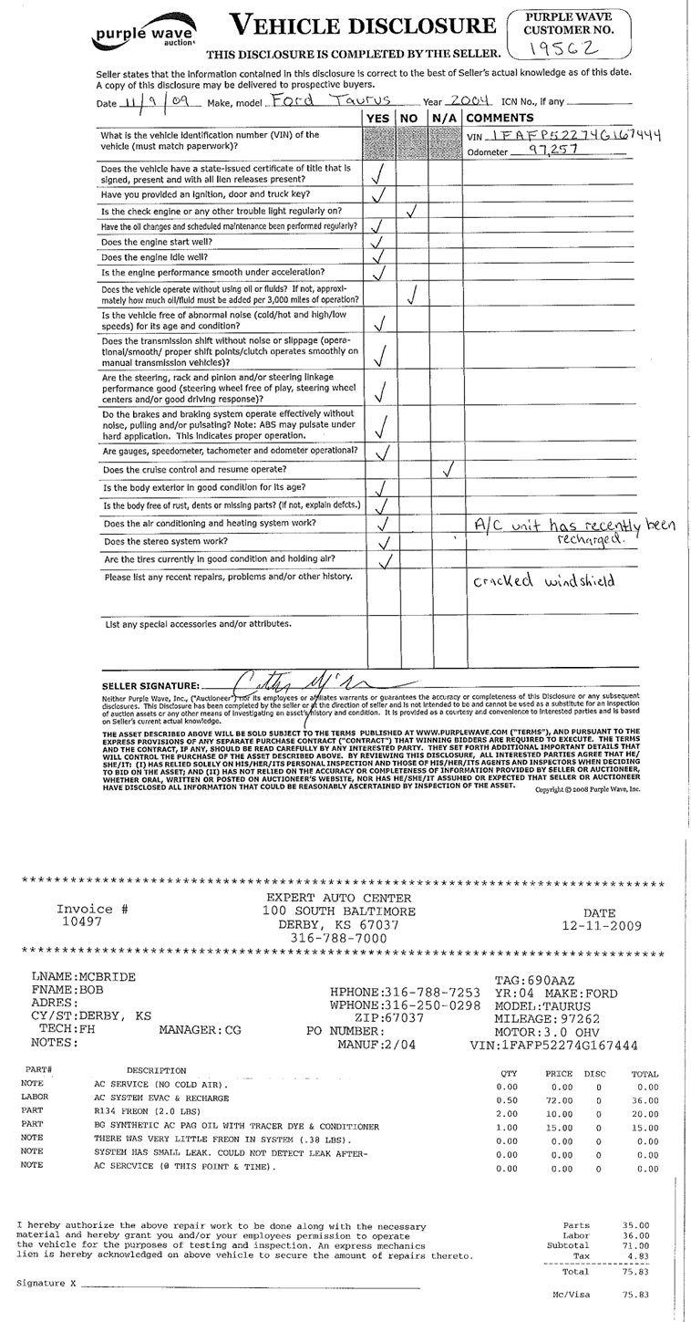 image for item 7707 2004 Ford Taurus LX