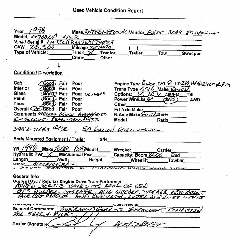 image for item 1001 1998 International 4700LP mechanic's truck