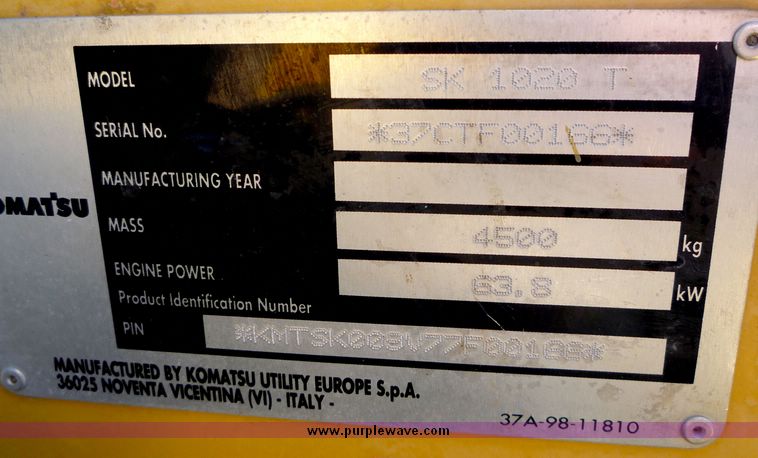 image for item 4210 2003 Komatsu SK 1020 skid steer