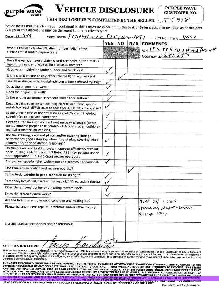 image for item 4097 1987 Freightliner FLC 120 dump truck