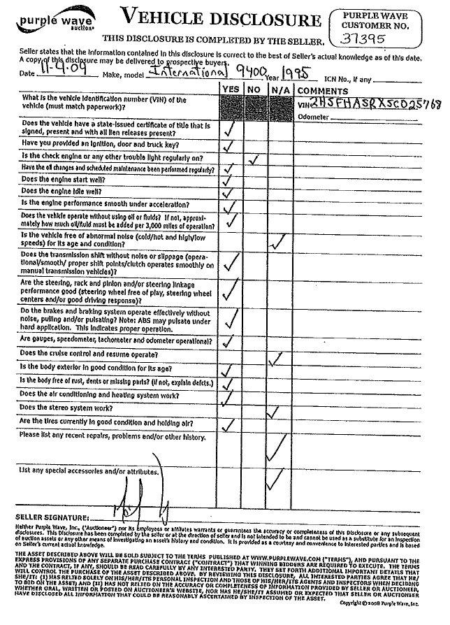 image for item 5042 1995 International 9400 semi truck
