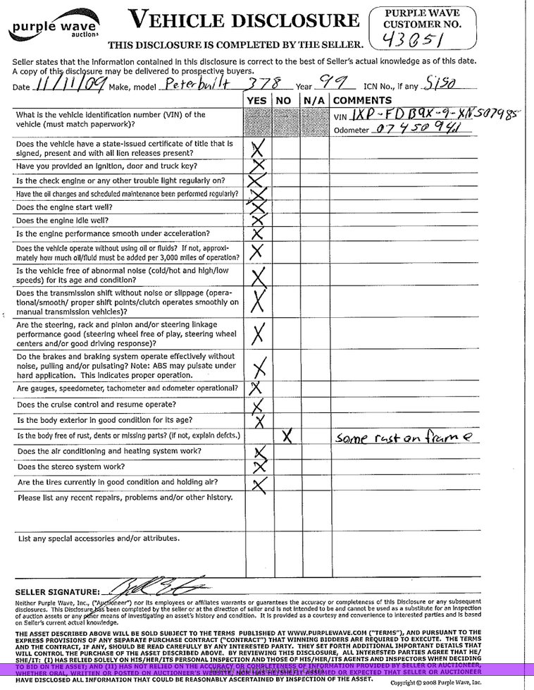 image for item 5150 1999 Peterbilt Conventional 378 semi truck