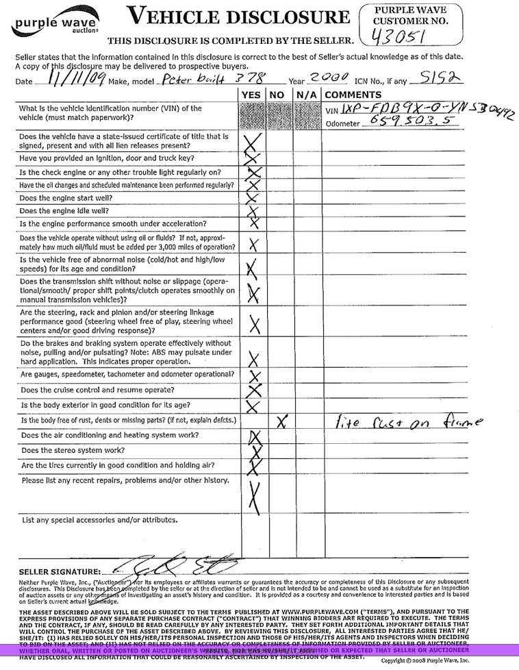 image for item 5152 2000 Peterbilt Conventional 378 semi truck