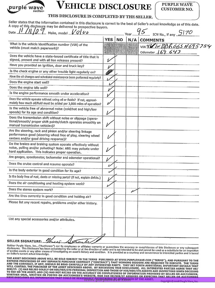 image for item 5170 1995 Volvo DD94 semi truck