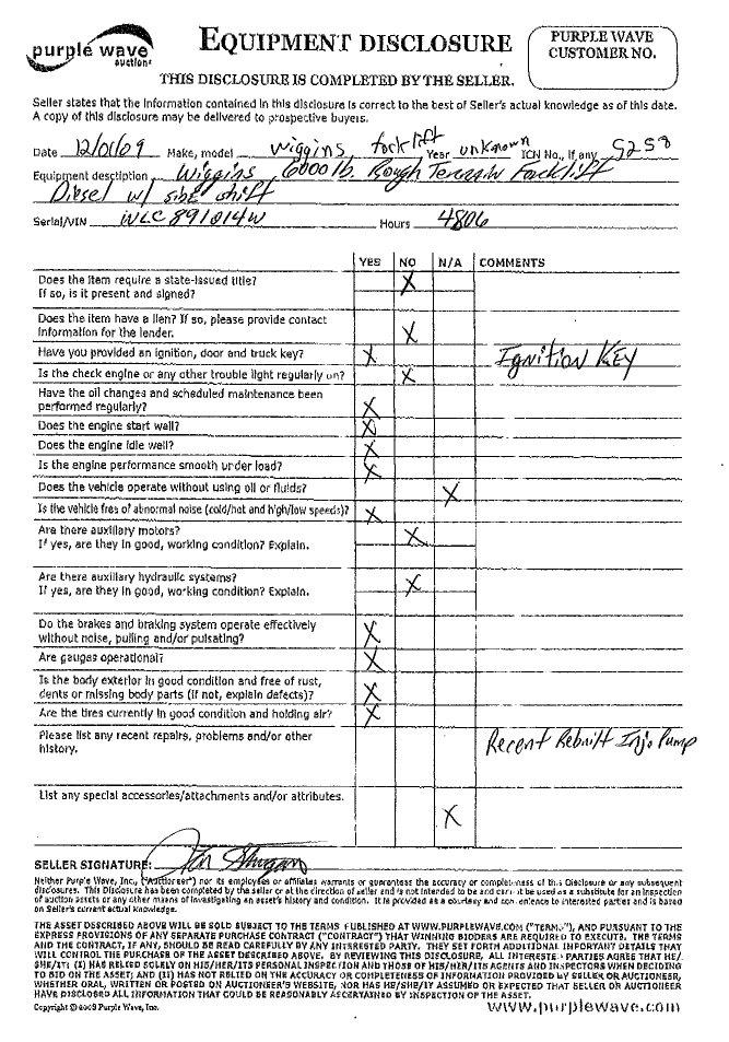 image for item 5258 Wiggins All Terrain forklift