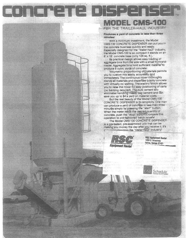 image for item 5952 1983 Cemen-tech CMS-100 cement dispenser
