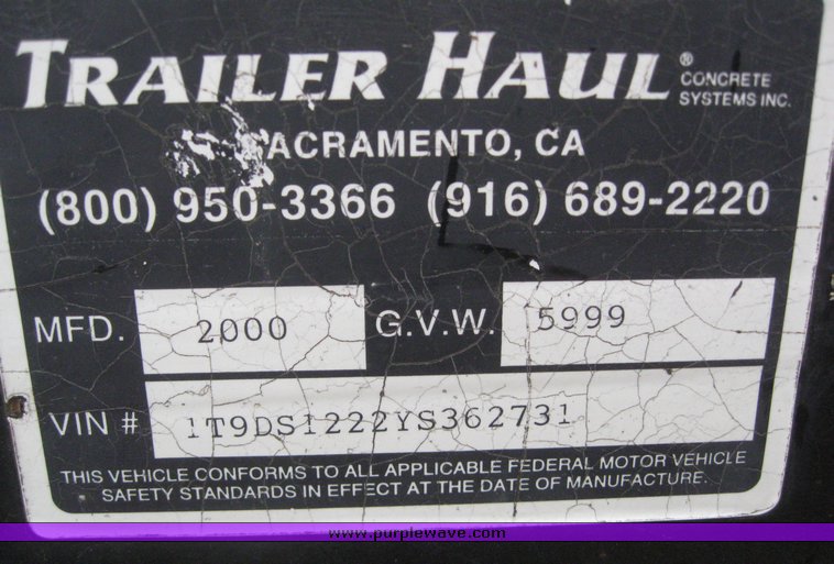 image for item 5953 2000 Trailer Haul cement dump trailer