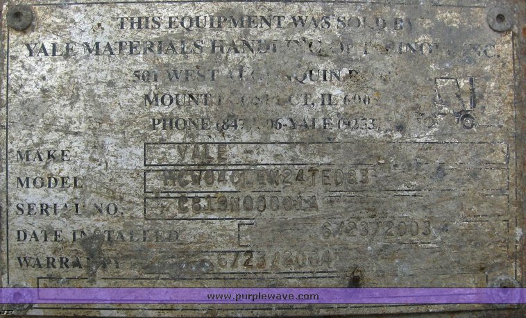 image for item 6504 2003 Yale wide based electric fork lift