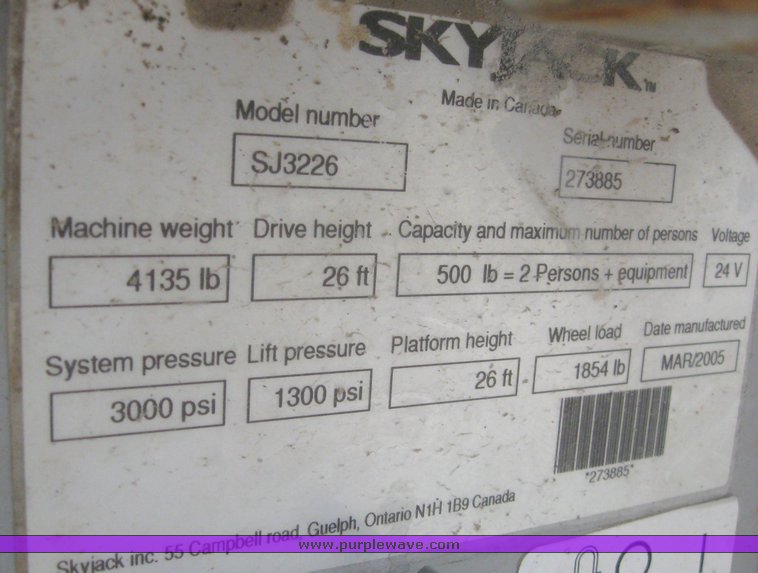 image for item 6598 2005 Skyjack SJ III 3226 scissor lift