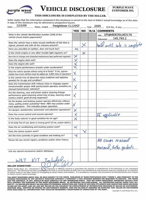 image for item 6032 2005 Freightliner CL120ST tandem axle truck tractor