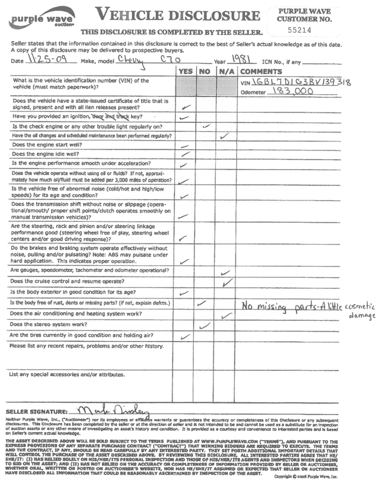 image for item 1100 1981 Chevrolet C70 feed delivery truck