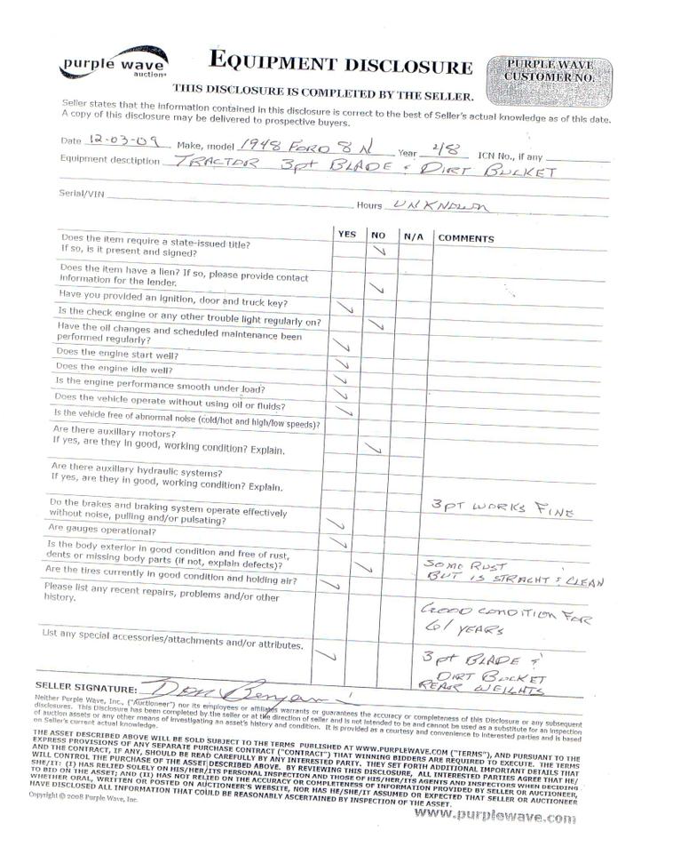 image for item 1500 1948 Ford 8N tractor