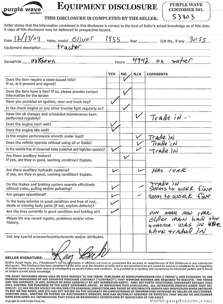 image for item 3055 Oliver 1955 tractor