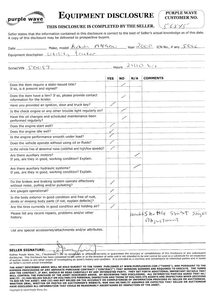 image for item 5062 2000 Kubota M4900 MFWD utility tractor