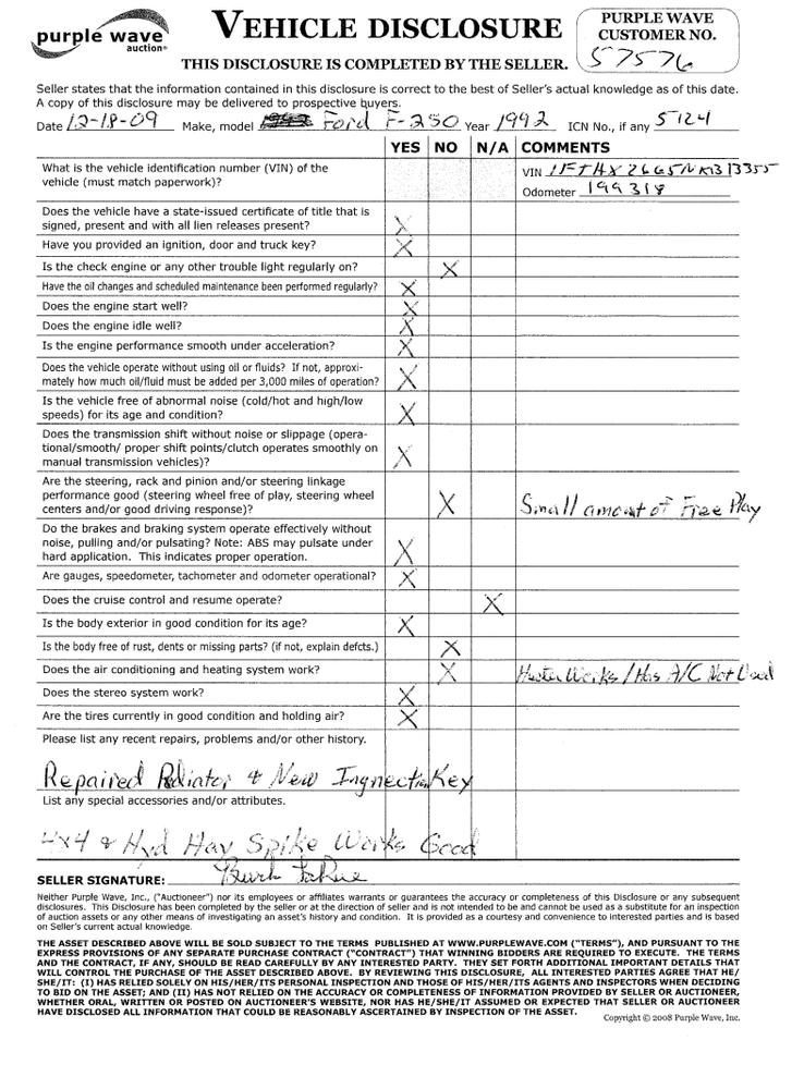 image for item 5124 1992 Ford F-250 extended cab pickup with flatbed and bale spike