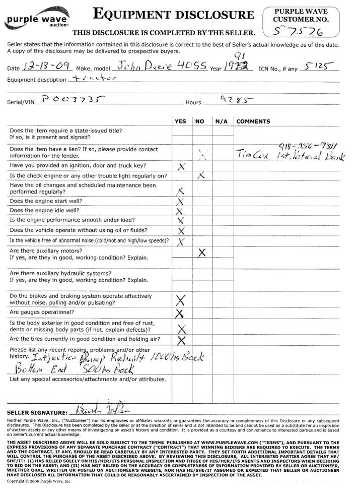 image for item 5125 1991 John Deere 4055 tractor