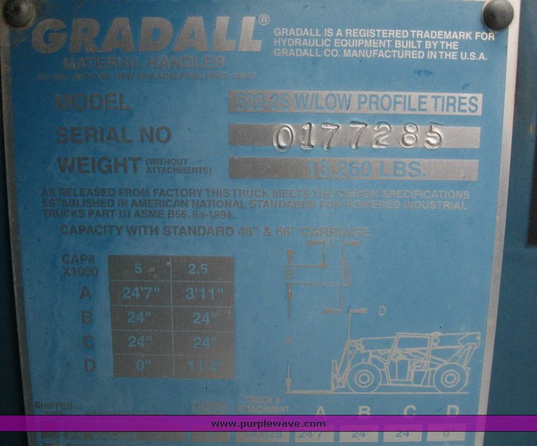 image for item 6621 1987 Gradall 522-25 telehandler