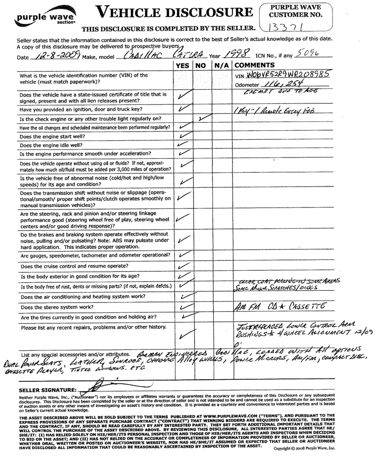 image for item 5096 1998 Cadillac Catera