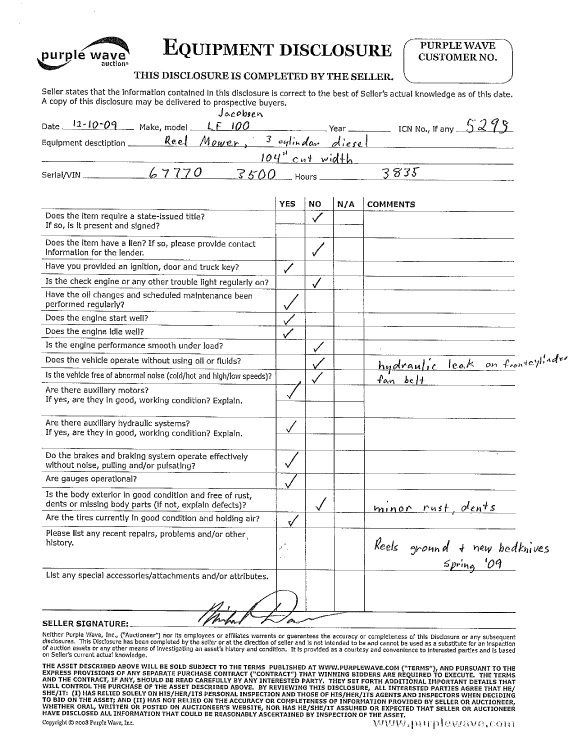 image for item 5295 Jacobsen LF 100 reel mower