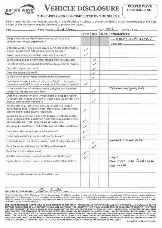 image for item 6538 1993 Ford Taurus GL