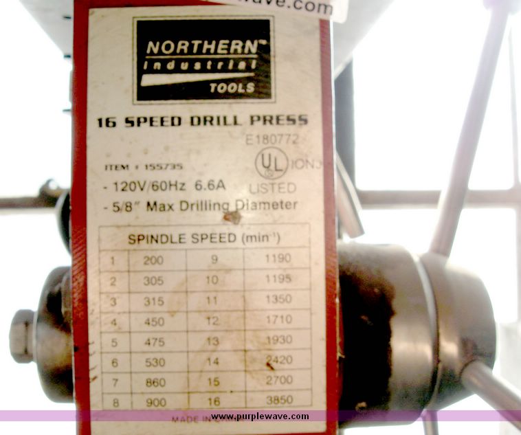 image for item 6638 Northern Industrial 16 speed drill press
