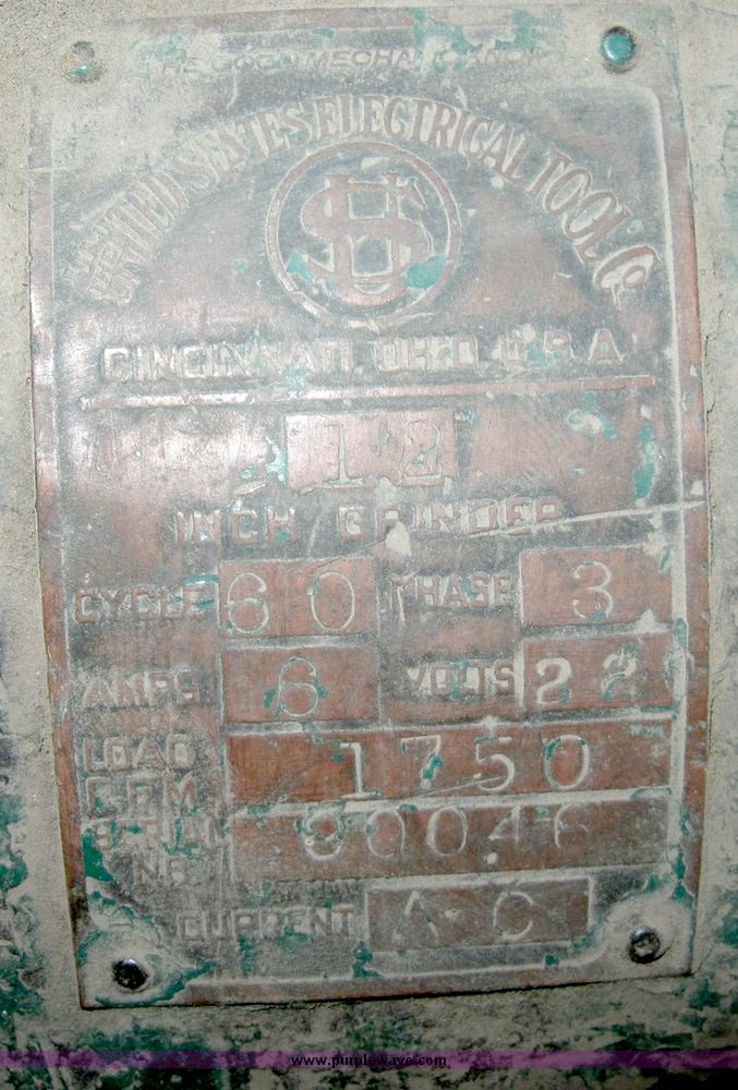 image for item 6646 United States Electric Tool 12" grinder on stand